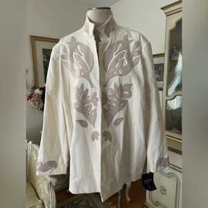 Liz Claiborne NWT Cream Corduroy Jacket with Embroidered Design Size 20W C:4409